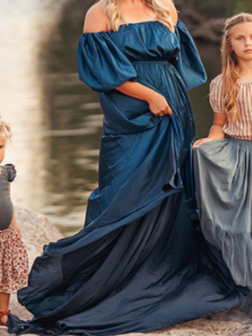 Yewen Deep Teal Satin Off The Shoulder Dramatic Train Maxi Gown Yemen Size OS 8+